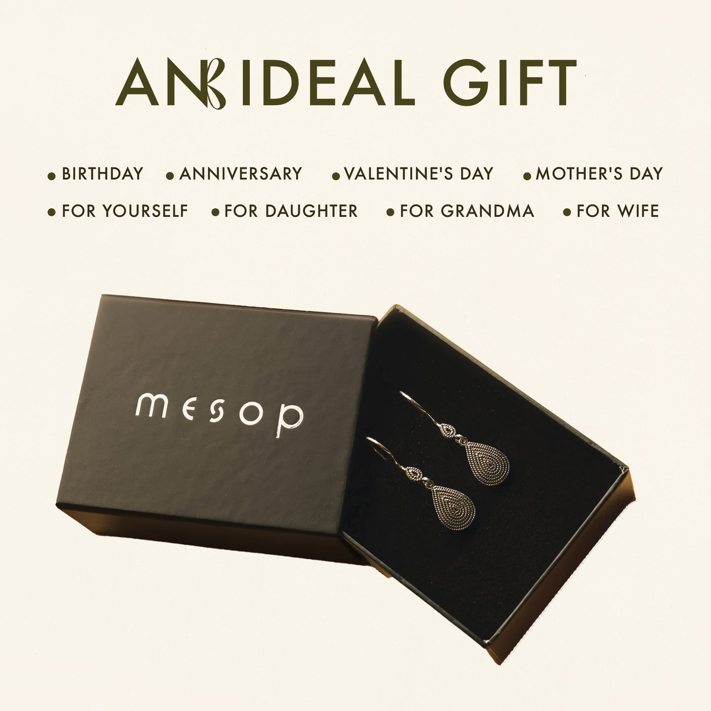 MESOP Teardrop Womens Silver Earrings, 925 Sterling Silver Drop Earrings, Timeless Mesopotamia History Inspired, Fluted Filigree Dangle Earrings and Valentines Day Gift